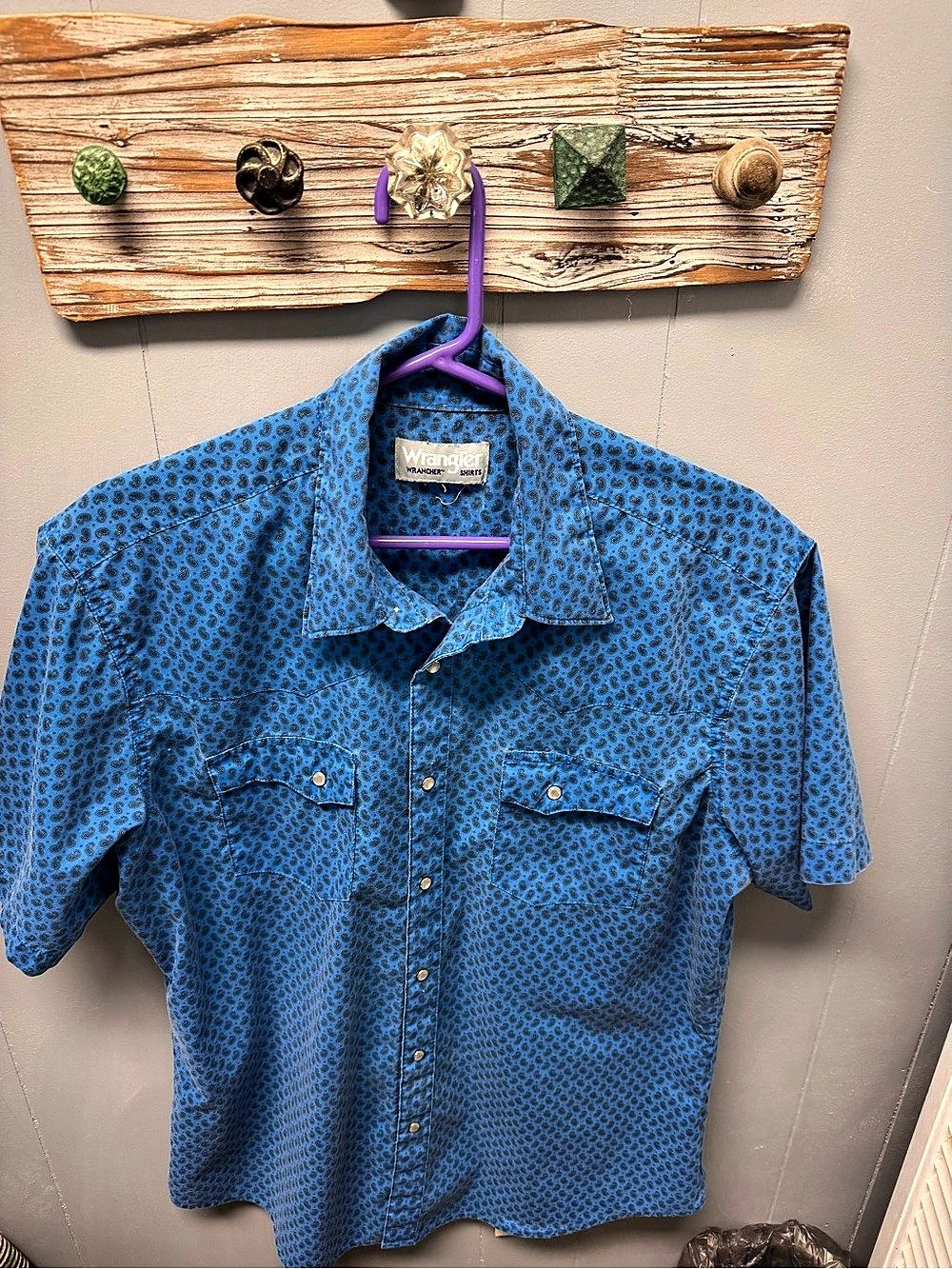 Wrangler Men's Blue Paisley Snap-Front Shirt